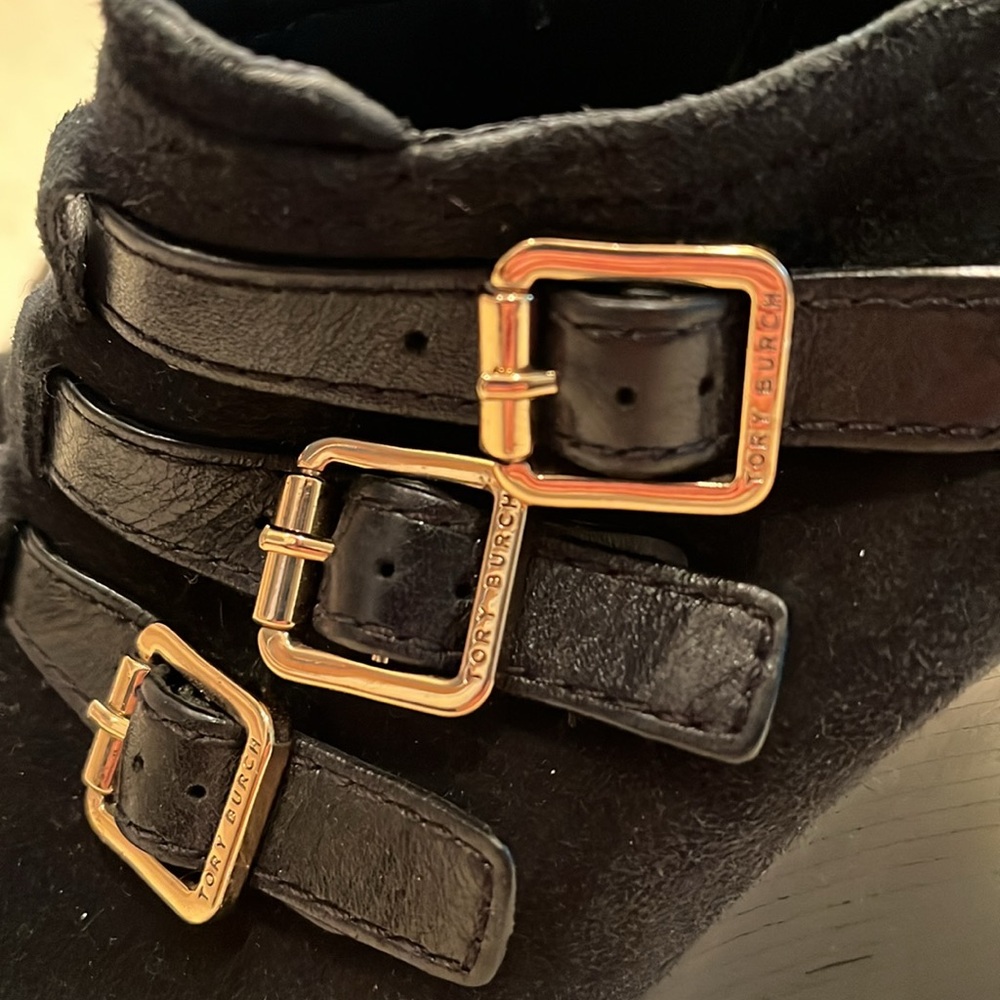 Tory Burch Black Ankle Boots with Buckle Detail - Picture 4 of 9